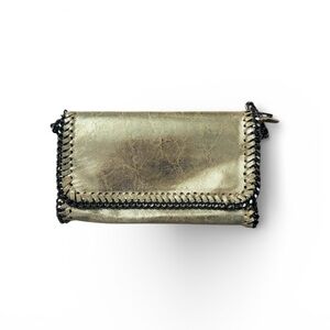 Genuine Leather Made in Italy Metallic Gold Women’s Crossbody Bag